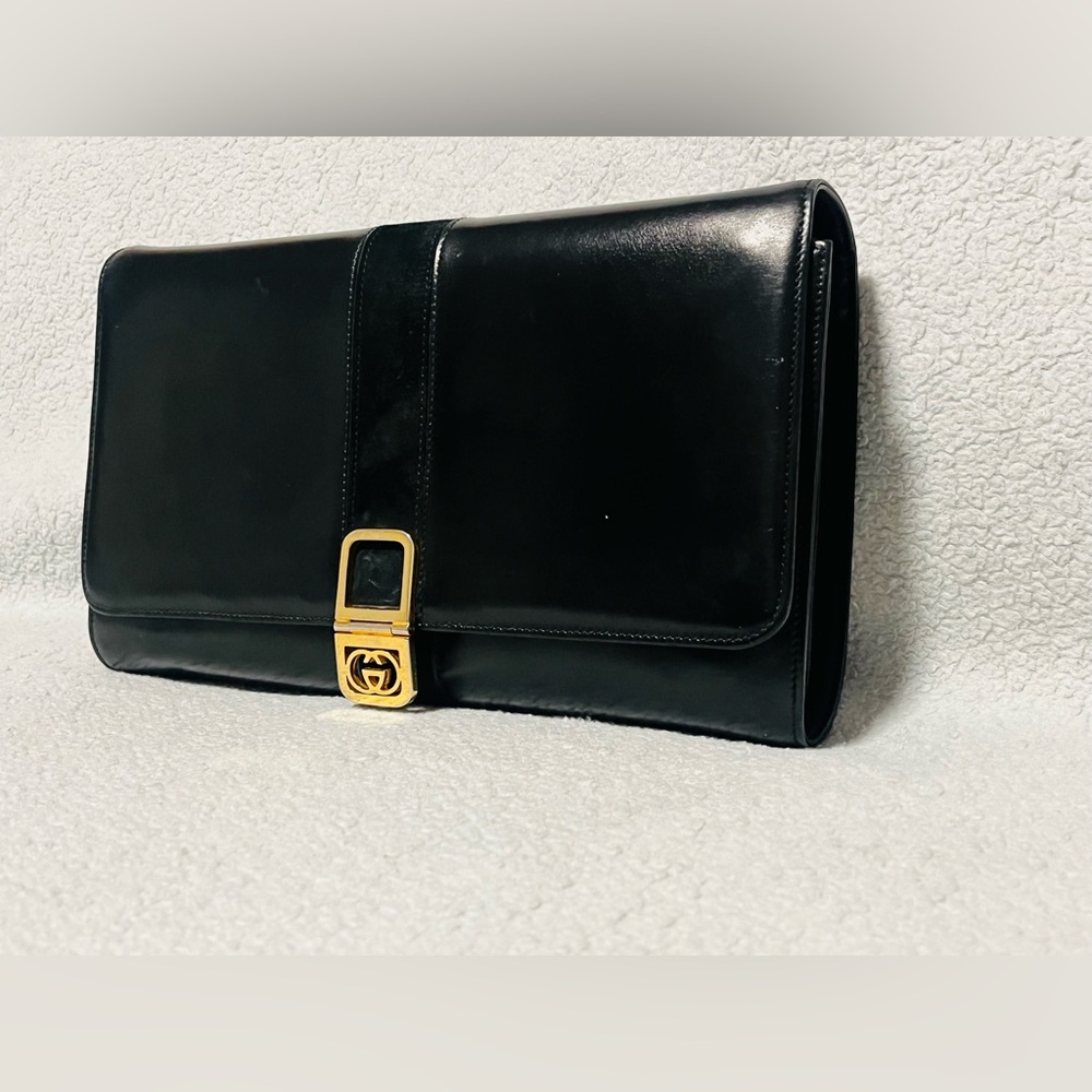 Gucci Vintage Interlocking GG Black Clutch/Crossbody Bag - Picture 13 of 14